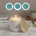 GoHooked white glass jar candle with lasting lily scent, 100% natural essential oil, 40-hour burn time.