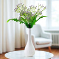 Go Hooked Artificial Flowers with Surahi Vase 60cm Approx | 5Pcs Lavender Baby’s Breath Gypsophila | 4Pcs Fern Leaves | Real Touch Faux Plant Décor for Living Room, Bedroom, Office & Tabletop