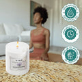 GoHooked white lavender scented aromatherapy candle in glass jar, 120 gm, 35-hour burn time, ideal for home decor and gifts.