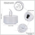 GoHooked white LED tea light candle with CR2032 battery, 1.4 inch diameter, perfect for romantic decor.