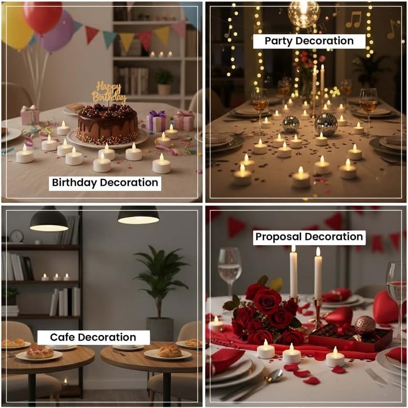 GoHooked 12-piece LED tealight candle set for romantic occasions like birthdays, parties, proposals, and dinners.