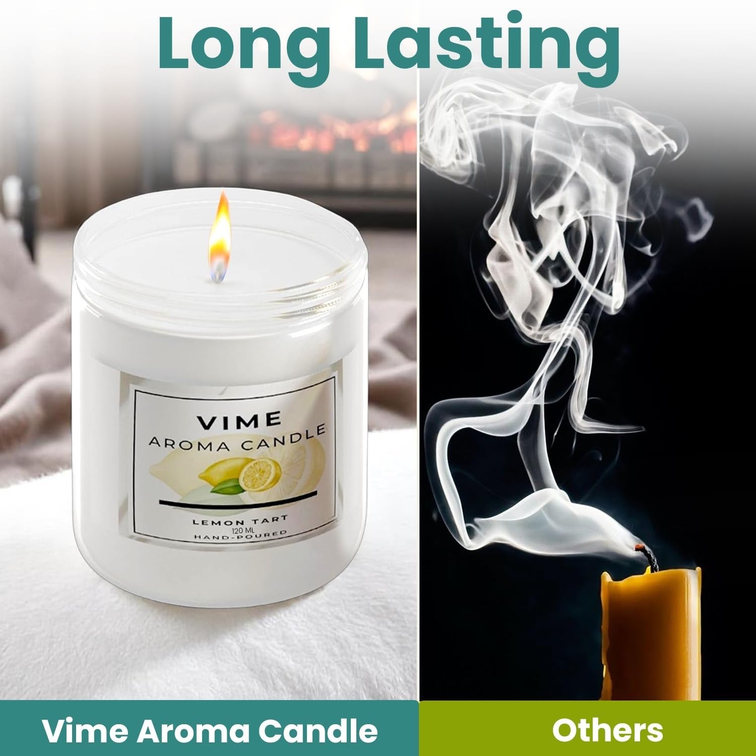 GoHooked white jar candle with lemon tart fragrance, 120 gm, 35-hour burn time, aromatherapy, hand-poured wax.