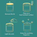 GoHooked white lemongrass scented candle in glass jar, instructions for use.