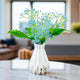 Go Hooked Artificial Flowers with Majesty Vase 45cm Approx | 5Pcs Light Blue Baby’s Breath Gypsophila | 4Pcs Fern Leaves | Real Touch Faux Plant Décor for Living Room, Bedroom, Office & Tabletop