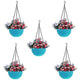 Go Hooked Plastic Hanging Flower Pots, Light Blue, Pot Diameter -7.1 Inch, Pot Height-4.8 Inch, Pot Thickness-3 mm, Chain Length-13 inch approx., 5 Pieces