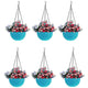 Go Hooked Hanging Plastic Pot | Light Blue | Diameter 7.1 Inch | Height 4.8 Inch | Thickness 3 mm | Chain Length 13 Inch Approx. | 6 Pieces