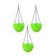 Go Hooked Round Crystal Plastic Flower Hanging Planter with Metal Hanging Chain/Beautiful Hanging Flower Pots for Home Garden Balcony (Light Green)(Pack of 3)