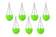 Go Hooked Planters | Round | Crystal Pots | Flower Hanging Planter | Metal Hanging Chain | Beautiful Hanging Pots for Decoration | Home Garden Balcony | Light Green | Pack of 7 | Plastic