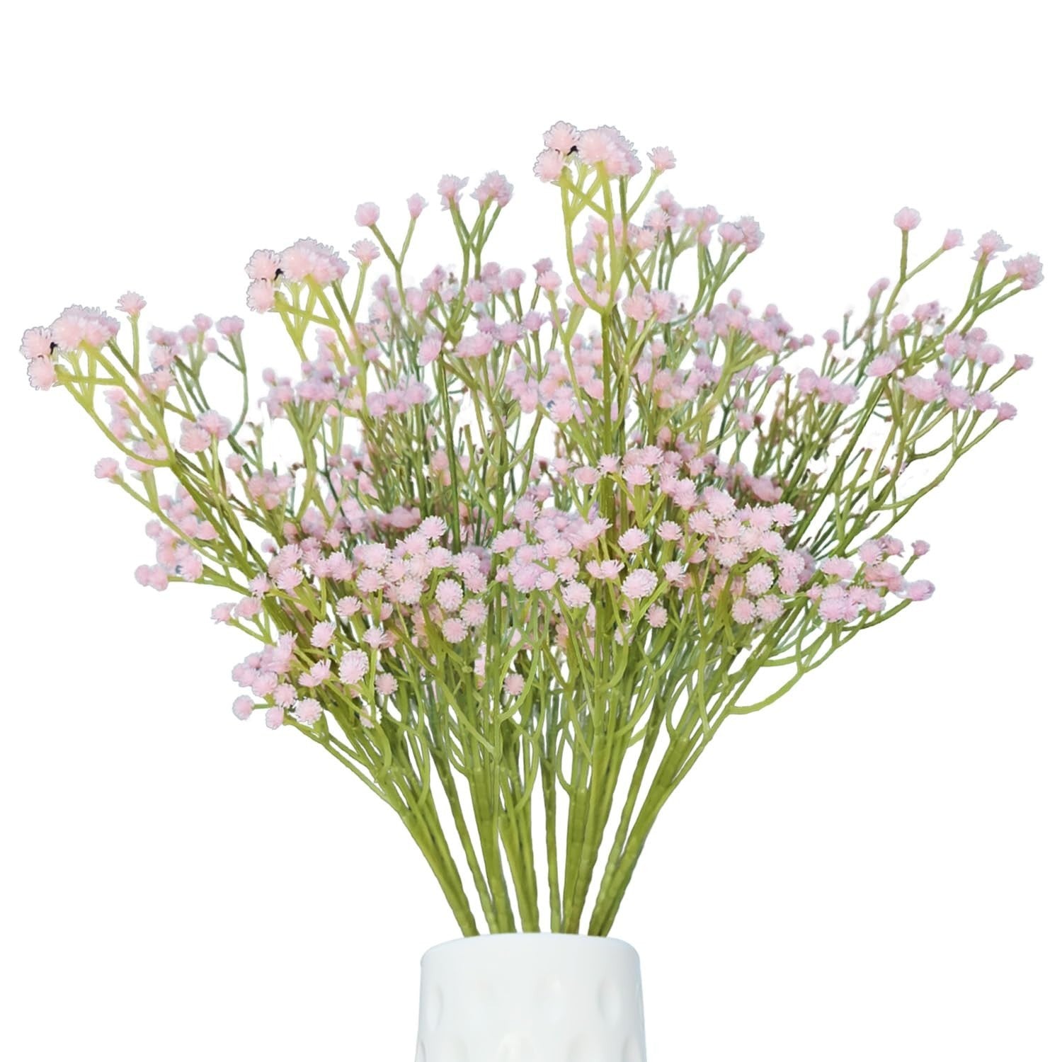 GoHooked light pink artificial baby's breath flowers made of soft rubber and plastic with flexible stems for floral arrangements.
