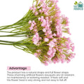 GoHooked light pink artificial baby's breath flowers with green stems, made of soft rubber and plastic.