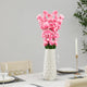ViMe Artificial Flowers Bunch with White Textured Plastic Vase |Faux Flowers Decorative Flowers for Home and Office Dcor (Light Pink Flowers with vase)
