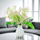 Go Hooked Artificial Flowers with Majesty Vase 45cm Approx | 5Pcs Light Pink Baby’s Breath Gypsophila | 4Pcs Fern Leaves | Real Touch Faux Plant Décor for Living Room, Bedroom, Office & Tabletop