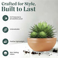 GoHooked brown polymer Lotus Bowl planter with drainage, UV protected, unbreakable, and lightweight.