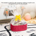 GoHooked magenta rectangular cotton rope storage basket with PU leather handles, shown filled with gifts.