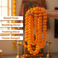 GoHooked set of 8 orange marigold flower garlands, 4.5 ft each, made of fibre for Diwali, weddings, and home decor.