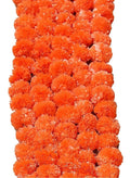 GoHooked orange and yellow marigold flower garlands, 5 pieces, artificial fluffy flowers for decoration.
