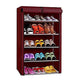 Go Hooked 5 Layer Multipurpose Portable Folding Shoes Rack/Shoes Shelf/Shoes Cabinet with Wardrobe Cover, Easy Installation Stand for Shoes (Pack of 1) (Maroon) (Metal & Non-Woven Fabric).
