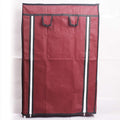 GoHooked maroon 5-tier shoe rack with zippered cover, made of non-woven fabric and metal frame.