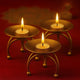 Go Hooked Metal Pedestal Candle & Diya Stand in Matte Gold Finish Set of 3pcs– Multipurpose Decorative Tealight Candle Holder for Diwali, Home‑Temple, Festive & Table Centrepiece