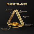 GoHooked matte gold metal tealight holder with floral cutwork, triangular design, and stable base. Set of 3.