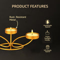 GoHooked matte gold metal triple tealight holder with rust-resistant finish, perfect for festive decor.