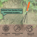 GoHooked orange and black metal garden cultivator tool with ergonomic handle for soil aeration and weeding.