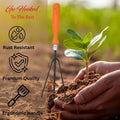 GoHooked orange and black metal garden cultivator tool with ergonomic handle for soil aeration and weeding.