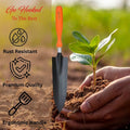 GoHooked orange and black metal garden transplanter trowel with ergonomic handle for precision planting.