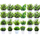 Go Hooked Artificial Plants Small, Mini Artificial Plants Indoor for Home Farmhouse Bathroom Shelf Dcor Height 17CM Green and White 24 (Design May Vary)