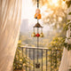 Go Hooked Feng Shui Monk Figurine Hanging Wind Chime with 3 Brass Bells | Spiritual Door Hanging for Positive Energy, Good Luck & Home Décor – Balcony, Living Room & Gift (Orange)