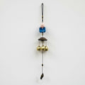 GoHooked light blue monk figurine wind chime with 3 brass bells, metal, for positive energy and home decor.