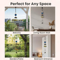 GoHooked light blue metal monk figurine wind chime with 3 brass bells for positive energy and home decor.