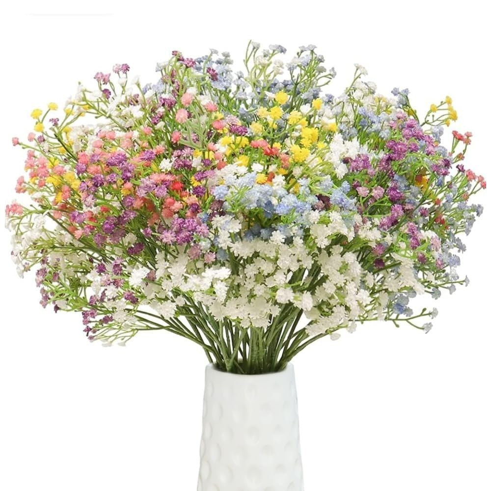 GoHooked multicolor artificial baby's breath flowers made of soft rubber and plastic, perfect for bouquets and arrangements.