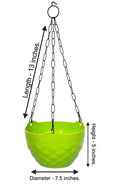 Go Hooked multicolor diamond hanging planter, 7.5 inch diameter, made of BPA-free plastic, with a 13-inch chain.