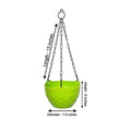 GoHooked multicolor diamond textured plastic hanging planter pot with metal chain, 7.5 inch diameter.