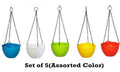 GoHooked set of 5 multicolor diamond hanging planters made of plastic, 7.5 inch diameter.