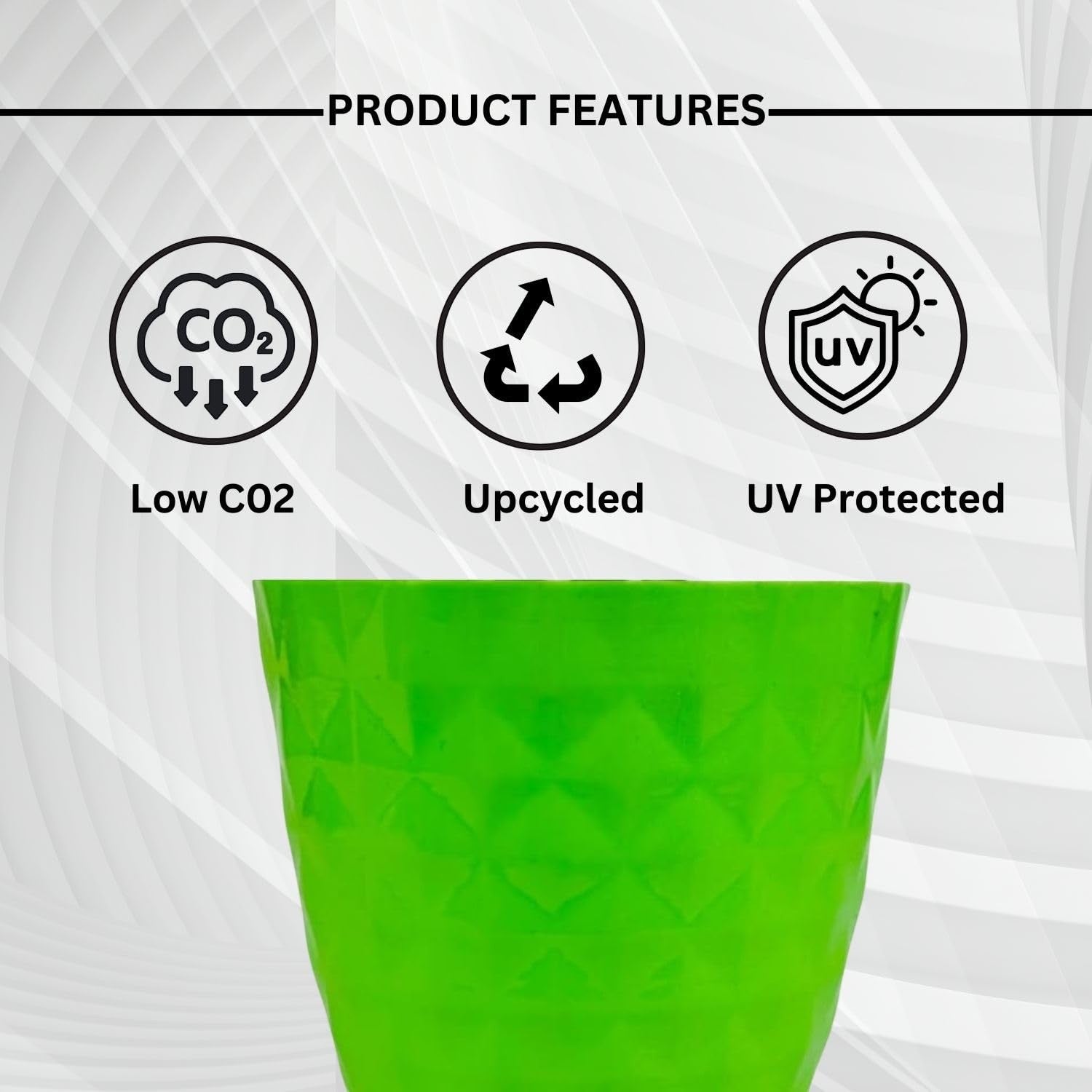 GoHooked multicolor plastic flower pot with diamond pattern, UV protected and upcycled.