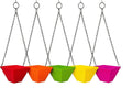GoHooked set of 6 multicolor plastic hanging planters, 9 inch square, modern style, lightweight.
