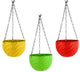 Go Hooked Multicolor Round Rattan Woven Plastic Flower Hanging Planter/Beautiful Round Gamla Pot/Flower Hanging Pot (Pack of 3)