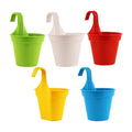 Go Hooked multicolor plastic hanging pots with hooks, ideal for balconies and small spaces.
