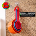 Go Hooked multicolor plastic measuring cups set of 5, nesting and space-saving design, ideal for baking and cooking.