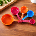 GoHooked multicolor plastic measuring cups set of 5 with clear measurement markings for baking and cooking.