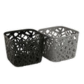GoHooked multicolor plastic storage baskets with a unique cutout design. Pack of 2 small bins for home organization.
