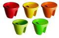 GoHooked Multicolor railing flower pots, set of 5, made of durable virgin plastic, 11-inch diameter, perfect for balconies and gardens.