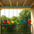 GoHooked multicolor round woven plastic hanging planters with plants, set of 7.