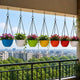 NIPSA Home Haning Planters Plastic Hanging Pots for Plants Balcony, Garden, Home (Pack of 7, Multicolored Pots, Chain Included, 7.5 x 5.5 Inch)