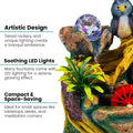 GoHooked multicolour polyresin tabletop waterfall fountain with owl and LED lights, 25.5 cm.