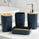 Go Hooked Premium Bathroom Accessories Set with Soap Dispenser, Toothbrush Holder, Tumbler & Soap Dish Set of 4 | Modern Heart Embossed Design | Elegant Bathroom Essentials for Home & Office (Black)