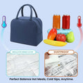 GoHooked navy blue insulated lunch bag with astronaut bear and star print, thermal lining, zipper closure.