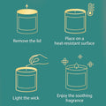 GoHooked Ocean Breeze scented candle instructions: remove lid, place on heat-resistant surface, light wick, enjoy fragrance.